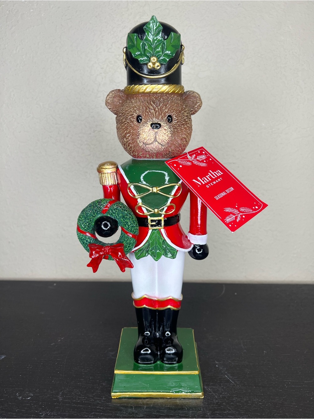 NEW 14β Martha Stewart Christmas Red/Green Bear Nutcracker Decor